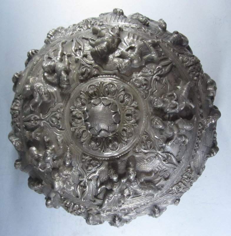 Burmese Repousse Silver Vessel