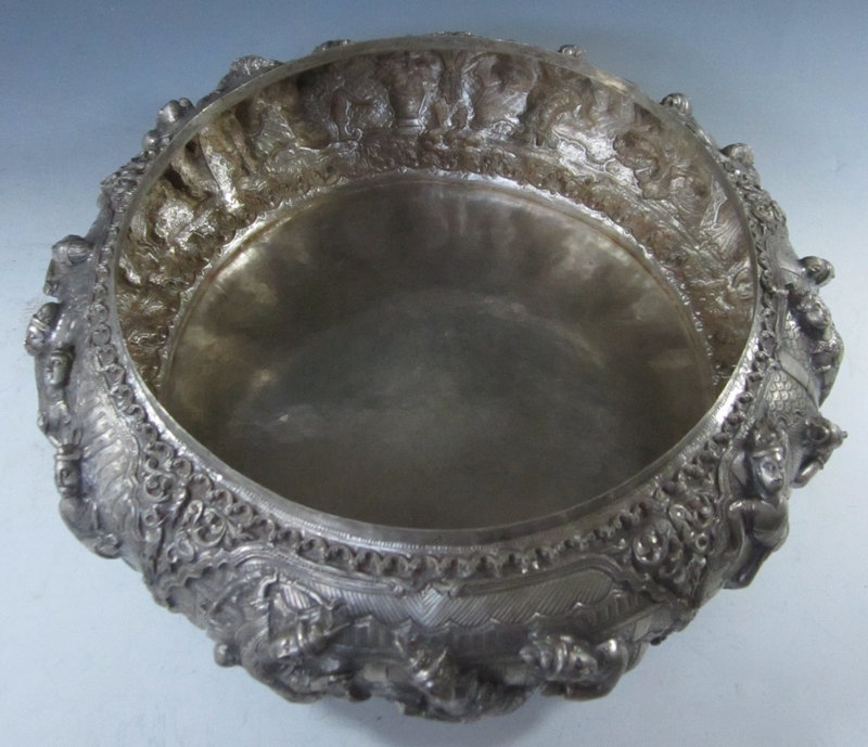 Burmese Repousse Silver Vessel