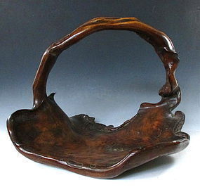 Antique Japanese Rootwood Burl Tray