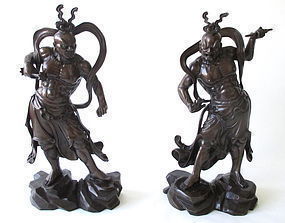 Pair of Japanese Bronze Nio Guardians