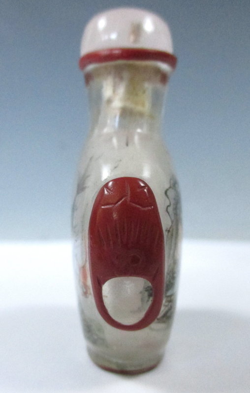 Antique Chinese Glass Snuff Bottle With Koi Fish