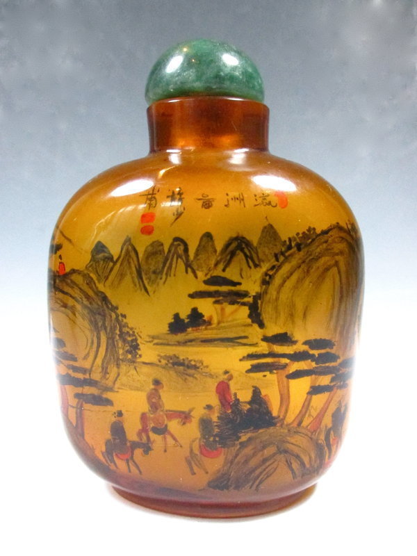 Vintage hand painted glass discount stuff bottle