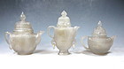Antique Chinese Set Of Carved Agate Teapots