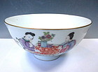 Antique Daoguang Porcelain Bowl With Feminine Imagery
