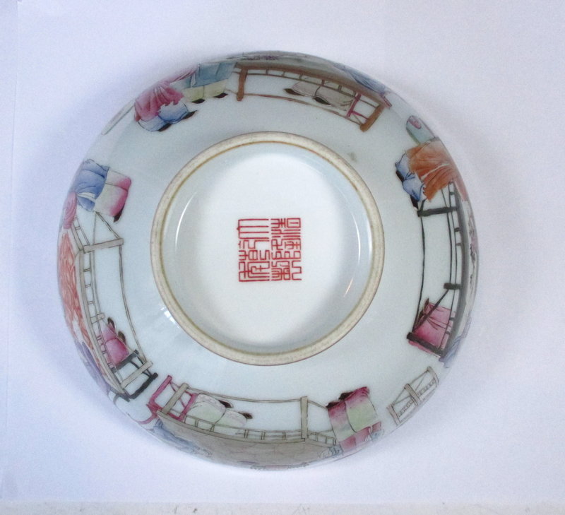 Antique Daoguang Porcelain Bowl With Feminine Imagery