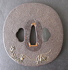 Antique Japanese Iron Tsuba with Autumn Motif