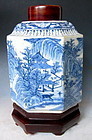 Chinese Ming Blue and White Tea Caddy