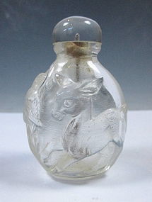 Antique Chinese Carved Crystal Snuff Bottle