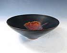 Chinese Ceramic Bowl With Leaf Impression