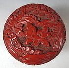 Chinese Antique Cinnabar Lacquer Box with Children