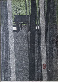 Woodblock Print of Jizo-in Kinugasayama by Saito Kiyoshi