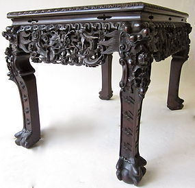 Antique South Chinese Hardwood Carved Table