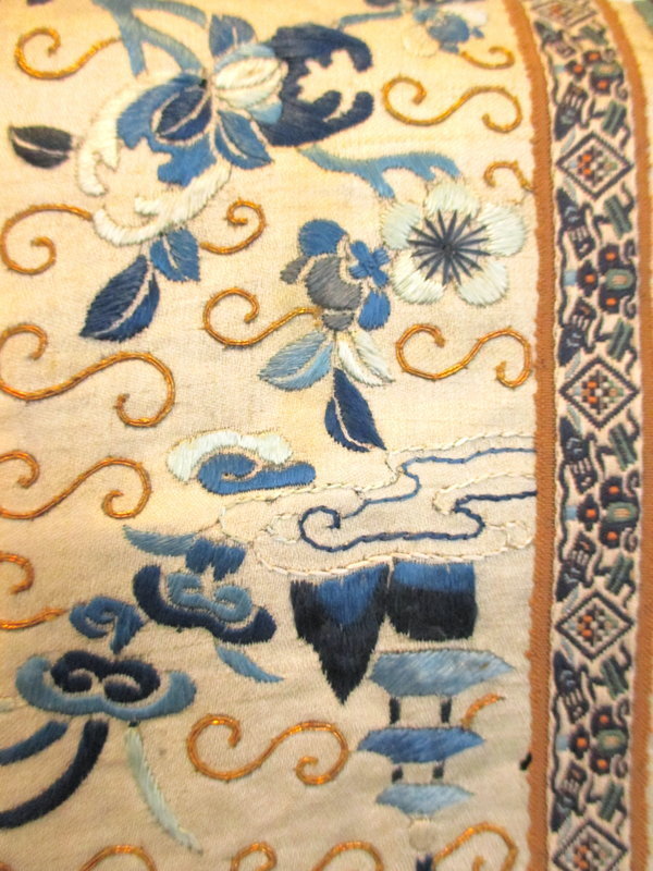 Antique Chinese Silk Robe With Crashing Waves