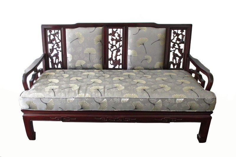 Chinese Carved  Love Seat With Birds