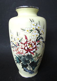 Japanese Cloisonne Vase With Flowers