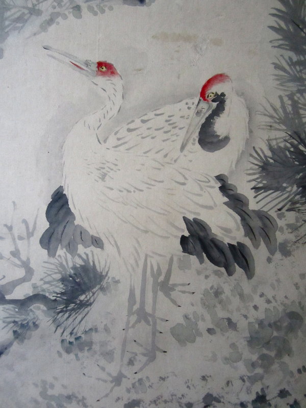 Japanese Antique Set of 6 Painting of Birds and Flowers