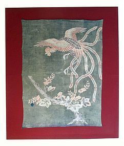 Antique Japanese Woven Futon Cover with Ho-Oh