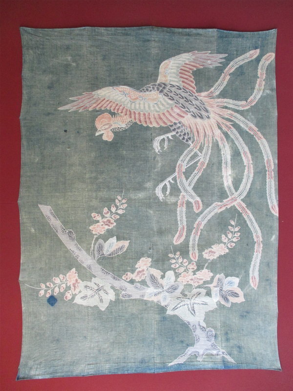 Antique Japanese Woven Futon Cover with Ho-Oh