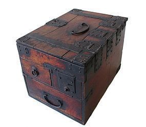 Antique Japanese Keyaki Caligraphy Box