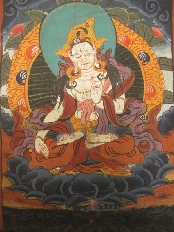 Tibetan Book Cover Painting of Five Bodhisatvas