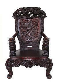 Antique Japanese Dragon Throne Chair