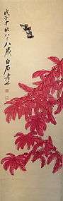 Chinese Scroll Painting of Butterflies and Flowers