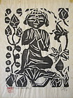 Japanese Woodblock Print of Buddha by Munakata