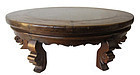 Chinese Antique Round Low Table with Marble Top