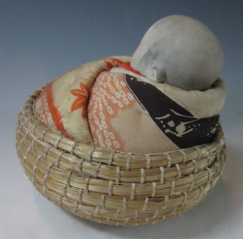 Japanese Antique Doll in Basket