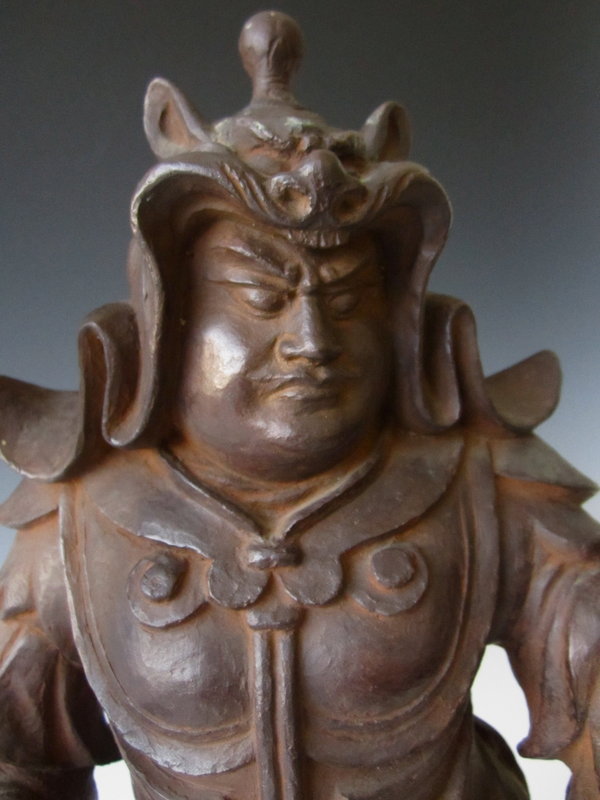 Japanese Iron Sculpture of Bishamonten by Seiun