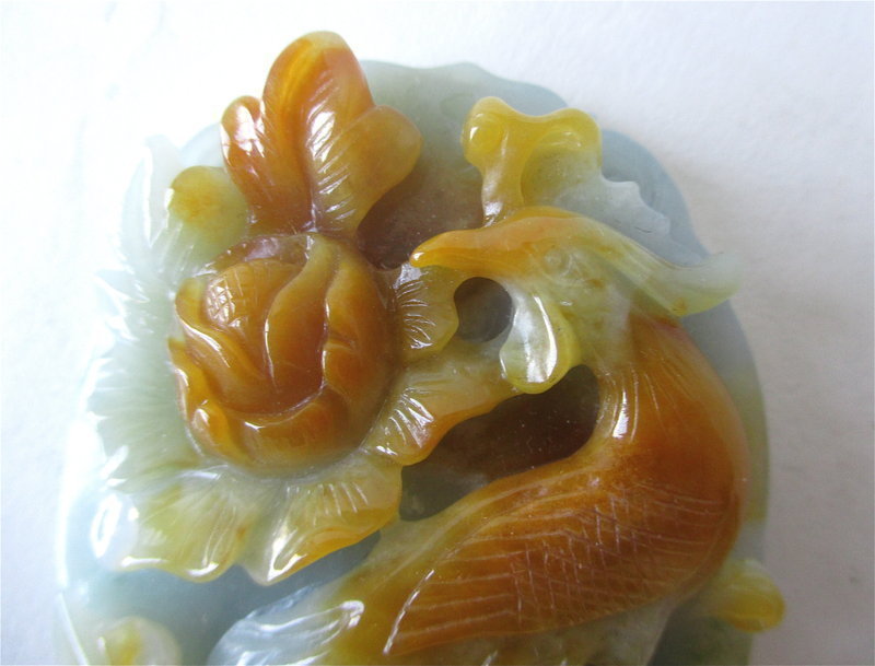 Chinese Carved Jade Pendant of Fenghuang