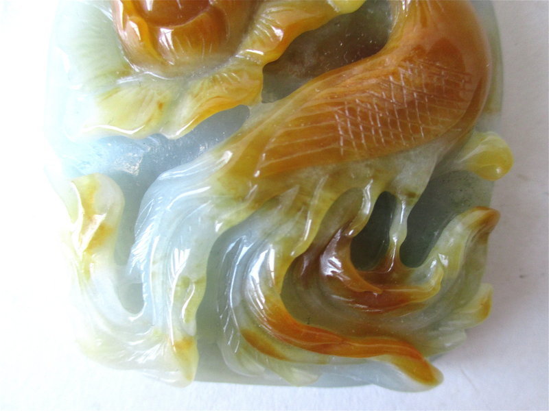 Chinese Carved Jade Pendant of Fenghuang
