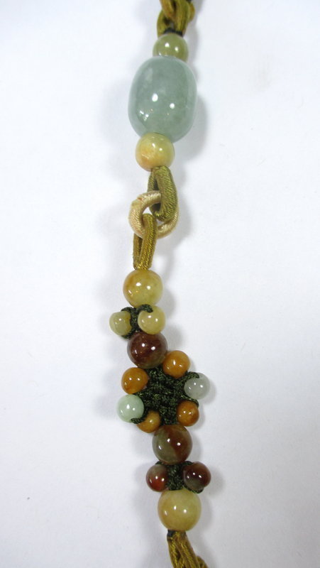 Chinese Silk and Jade Necklace