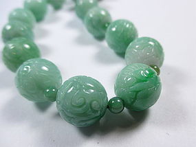 Chinese Carved Jade Bead Necklace