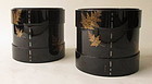 Pair of Hibachi with Motif of Ferns by Heian Zohiko