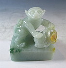 Chinese Jadeite Carving of a Monkey and Peach