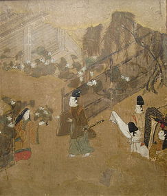 Antique Japanese Painting from The Tale of Genji