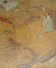 Antique Japanese Painting of Scene From Kokin Wakashu