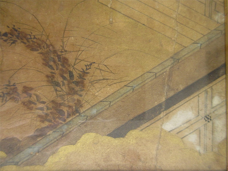 Antique Japanese Painting of Scene From Kokin Wakashu