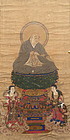 Antique Japanese Color Print of Kukai and Attendants