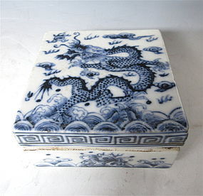 Antique Chinese Blue and White Porcelain Box