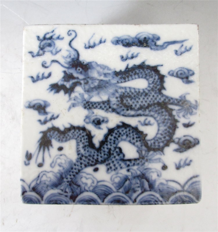 Antique Chinese Blue and White Porcelain Box
