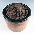 Chinese Yixing Cylindrical Box with Crayfish Lid