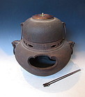 Antique Japanese Iron Tea Kettle and Brazier