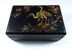 Chinese Hardwood Treasure Box with Agate Inlay