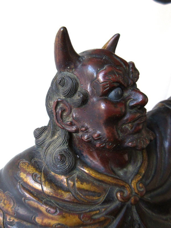 Japanese Bronze Oni with Singing Bell Bowl