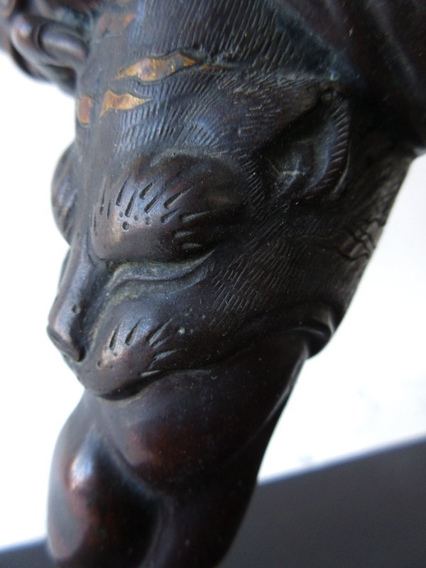 Japanese Bronze Oni with Singing Bell Bowl
