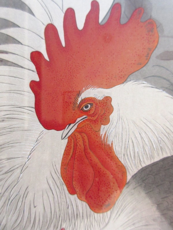Japanese Woodblock &quot;Rooster and Hen&quot;