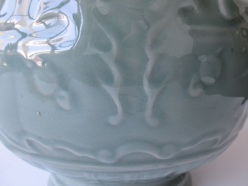 Chinese Antique Celadon Vase with Archaic Motif