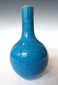 Antique Chinese Monochrome Blue Porcelain Vase